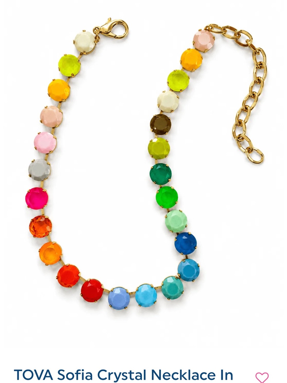 TOVA Sofia Electric Cowboy Multicolor Crystal Necklace with Gold-Tone Chain
